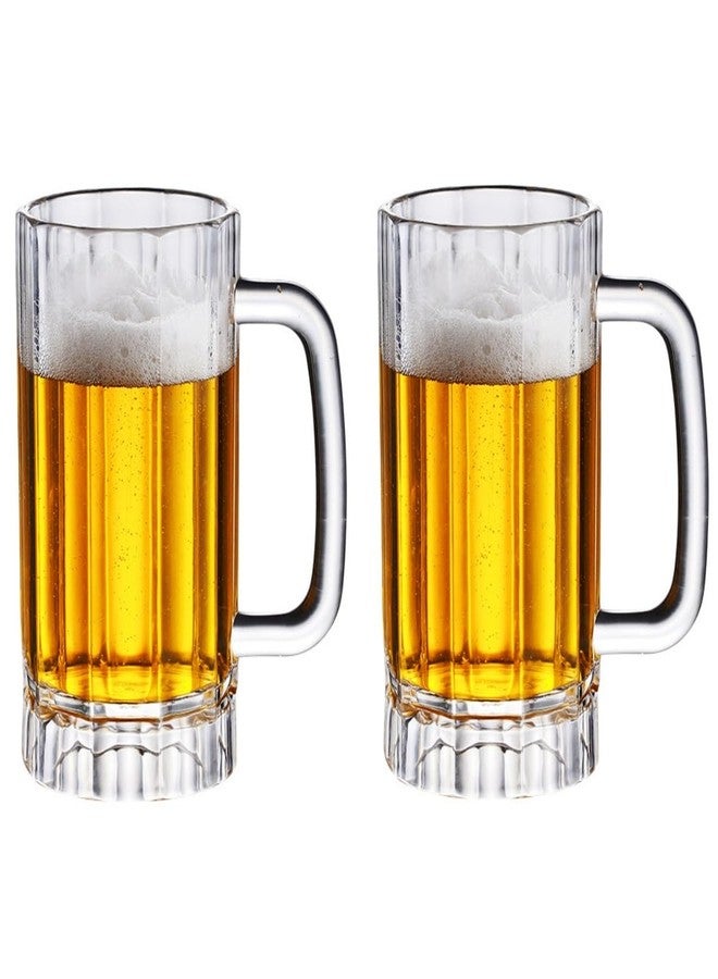 Komost 21oz Plastic Beer Mugs with Handle Set of 2, Reusable Clear Beer Stein Drinking Cups for Party Bar Home Hotel - Perfect for Whiskey Juice Cocktail Beverages - Image 1